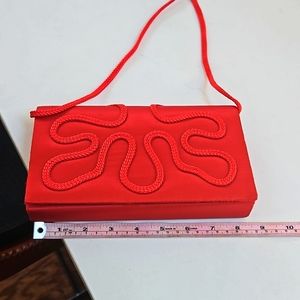 Red clutch evening bag 8.5 in x 5